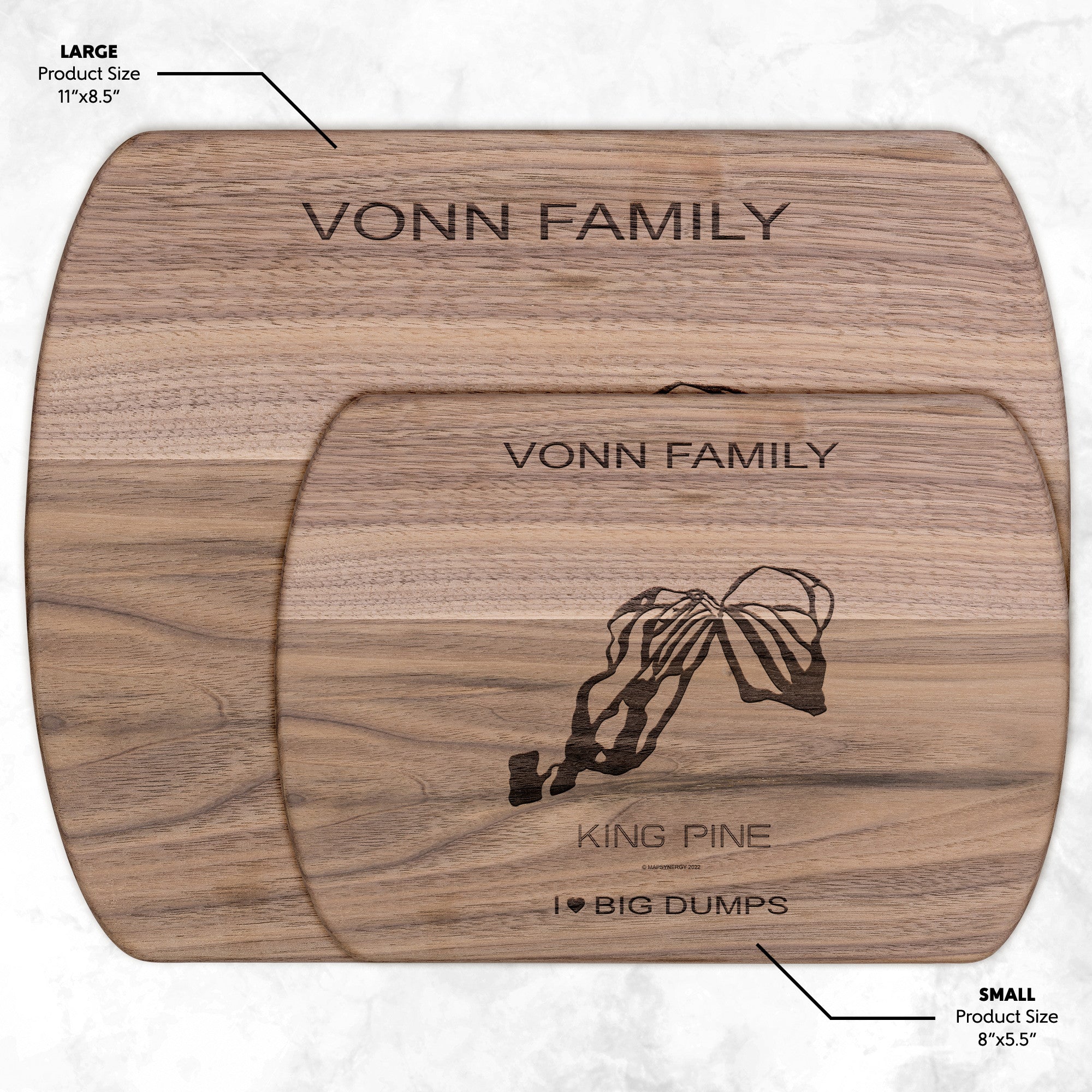 PERSONALIZED  King Pine, New Hampshire SKI TRAIL MAP CUTTING BOARD