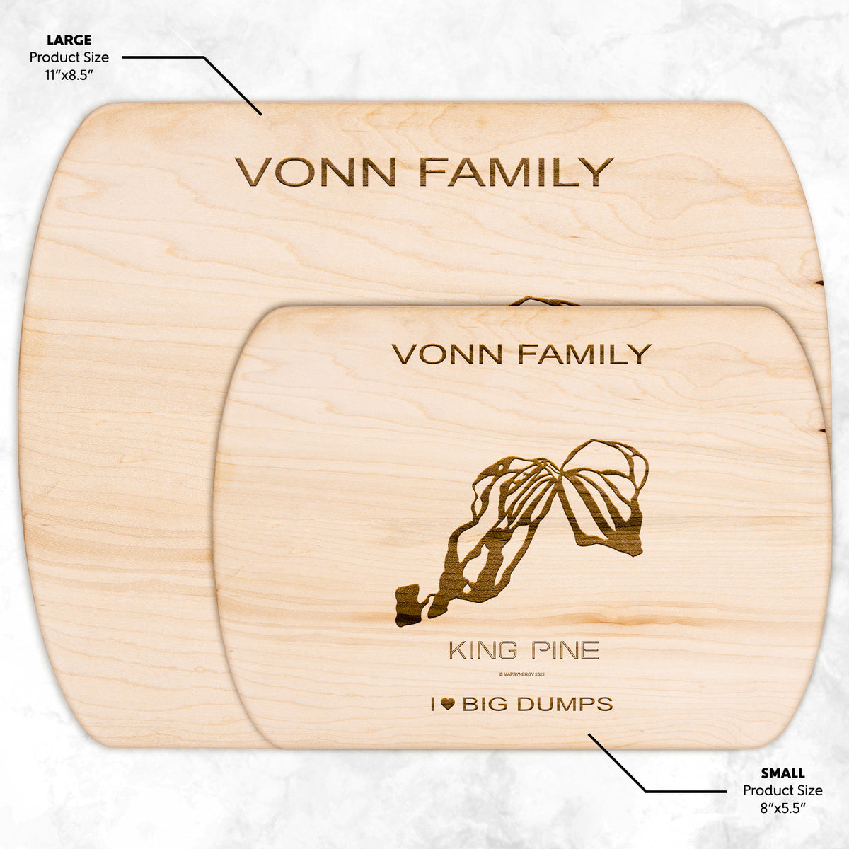 PERSONALIZED  King Pine, New Hampshire SKI TRAIL MAP CUTTING BOARD