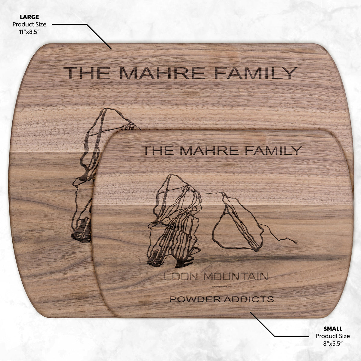 PERSONALIZED  Loon Mountain, New Hampshire SKI TRAIL MAP CUTTING BOARD