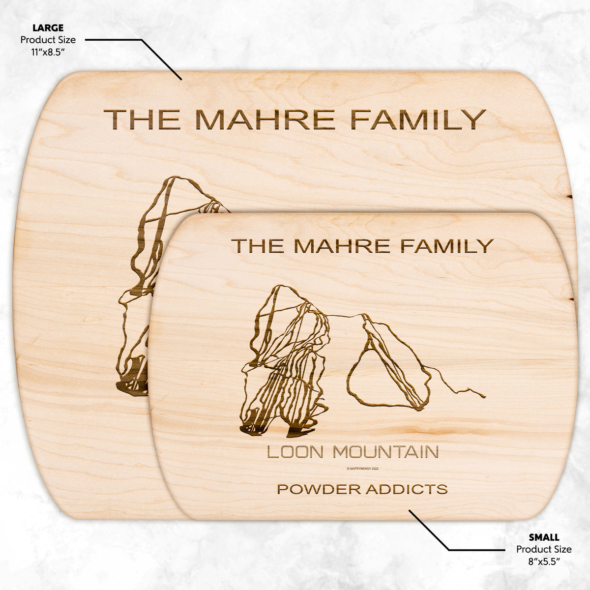 PERSONALIZED  Loon Mountain, New Hampshire SKI TRAIL MAP CUTTING BOARD