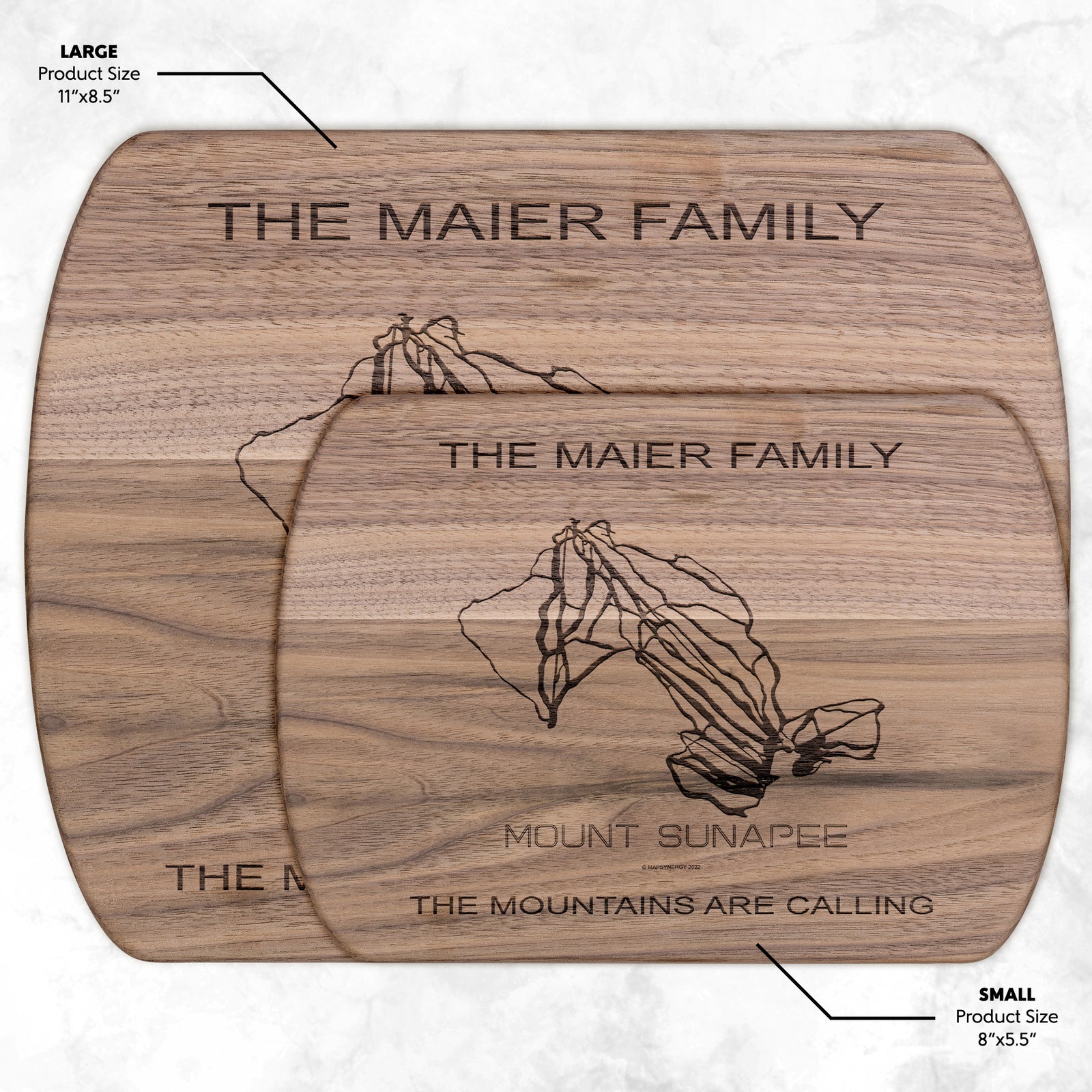 PERSONALIZED  Mount Sunapee, New Hampshire SKI TRAIL MAP CUTTING BOARD