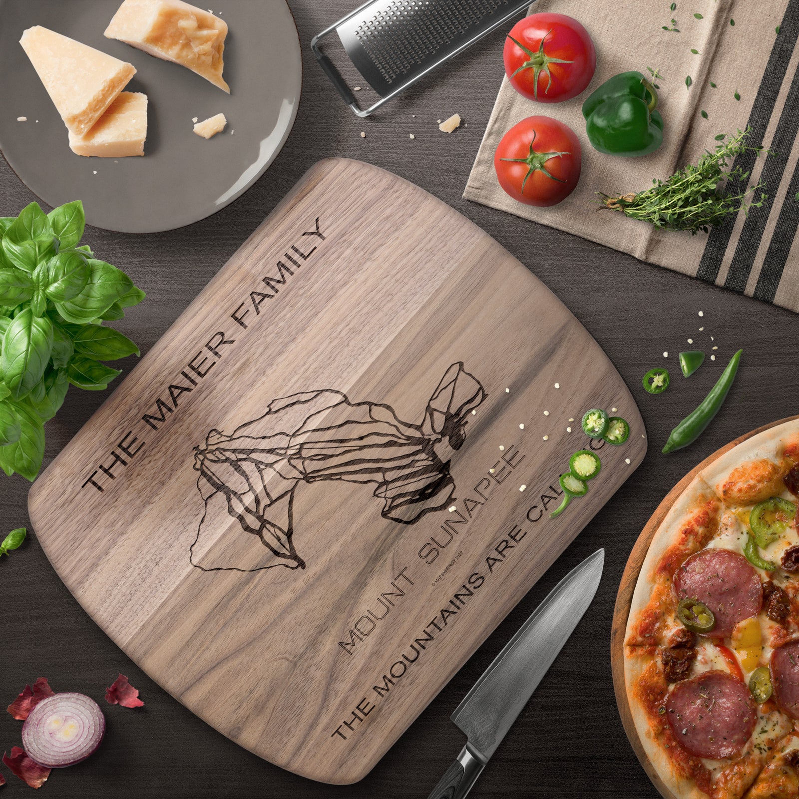 PERSONALIZED  Mount Sunapee, New Hampshire SKI TRAIL MAP CUTTING BOARD