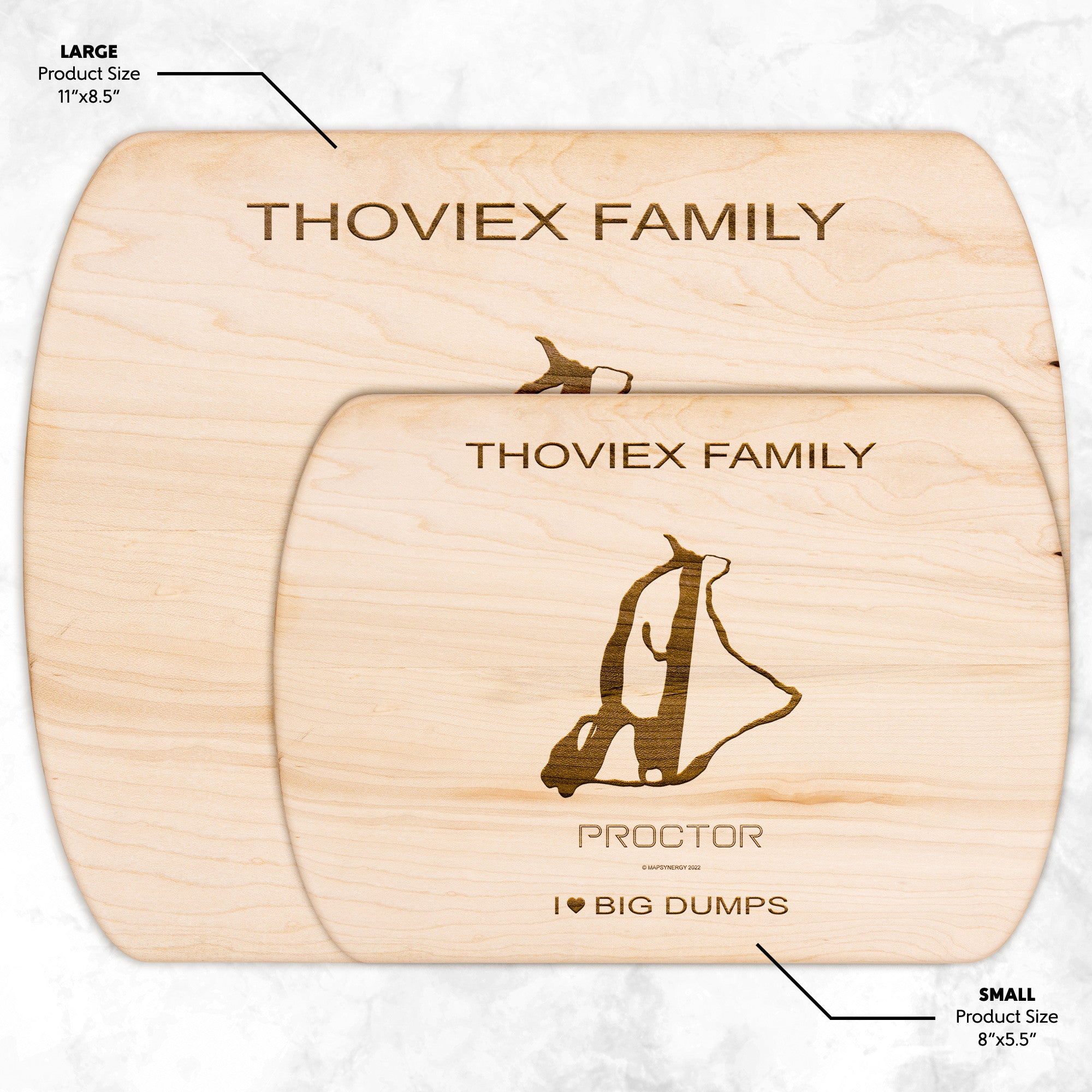 PERSONALIZED  Proctor, New Hampshire SKI TRAIL MAP CUTTING BOARD