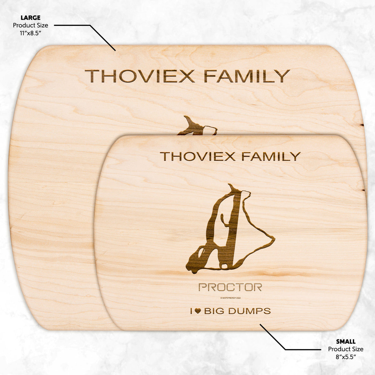 PERSONALIZED  Proctor, New Hampshire SKI TRAIL MAP CUTTING BOARD