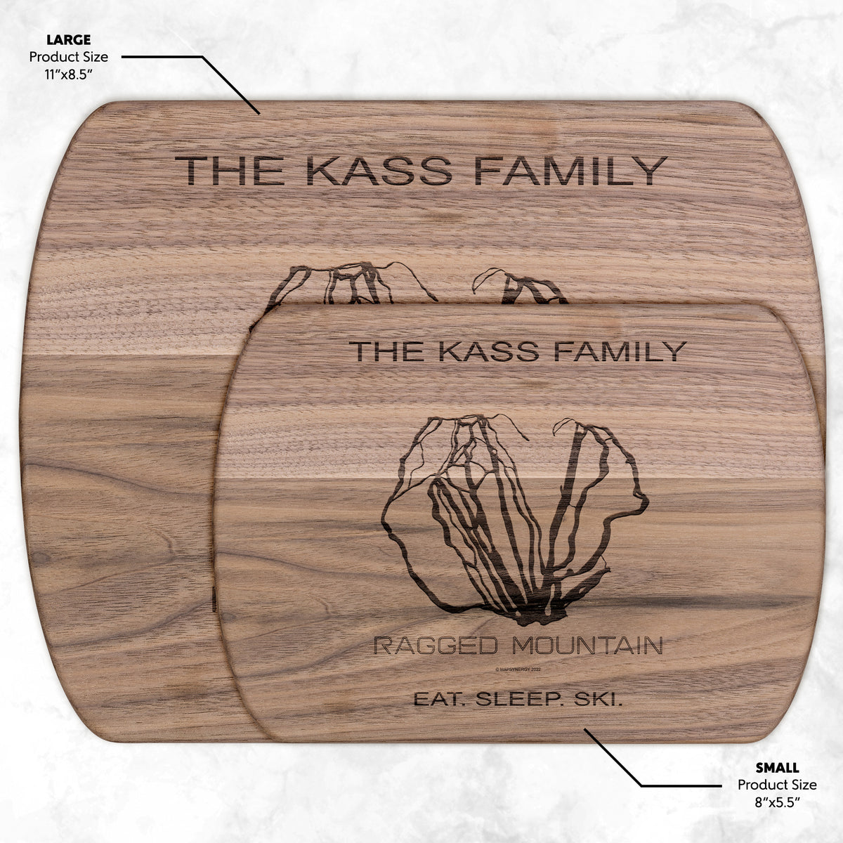 PERSONALIZED  Ragged Mountain, New Hampshire SKI TRAIL MAP CUTTING BOARD