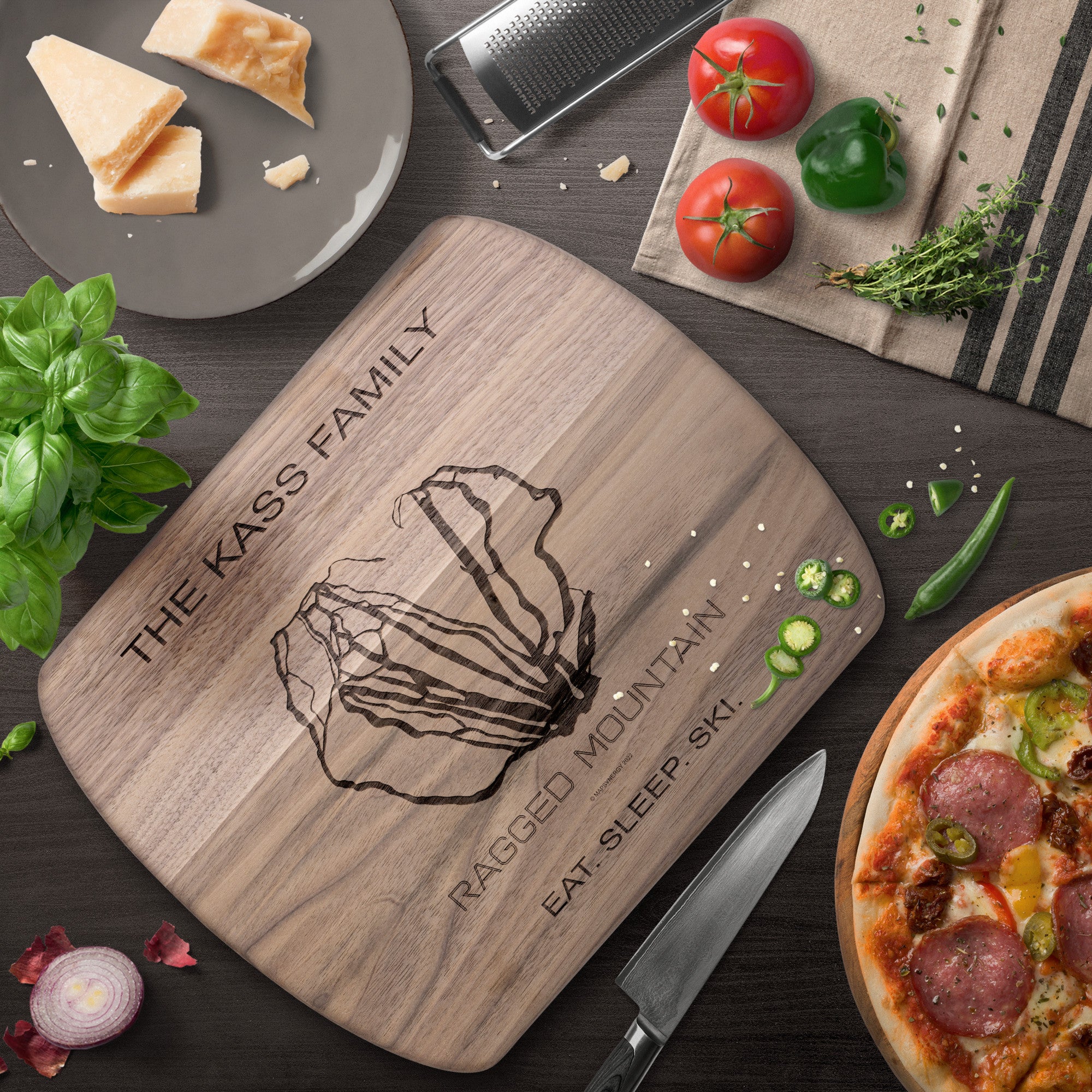 PERSONALIZED  Ragged Mountain, New Hampshire SKI TRAIL MAP CUTTING BOARD