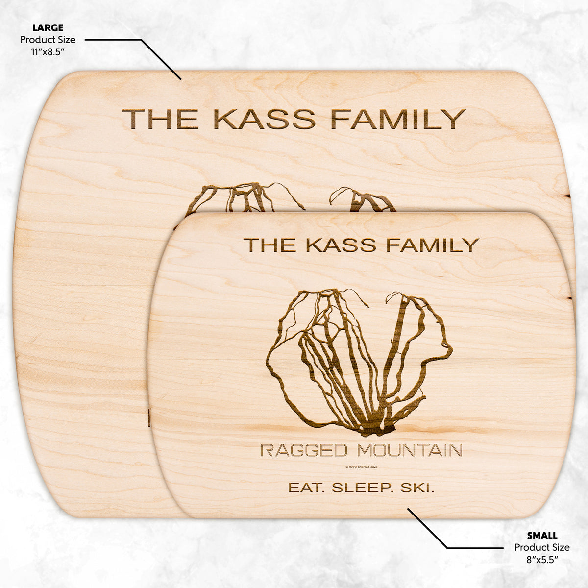 PERSONALIZED  Ragged Mountain, New Hampshire SKI TRAIL MAP CUTTING BOARD