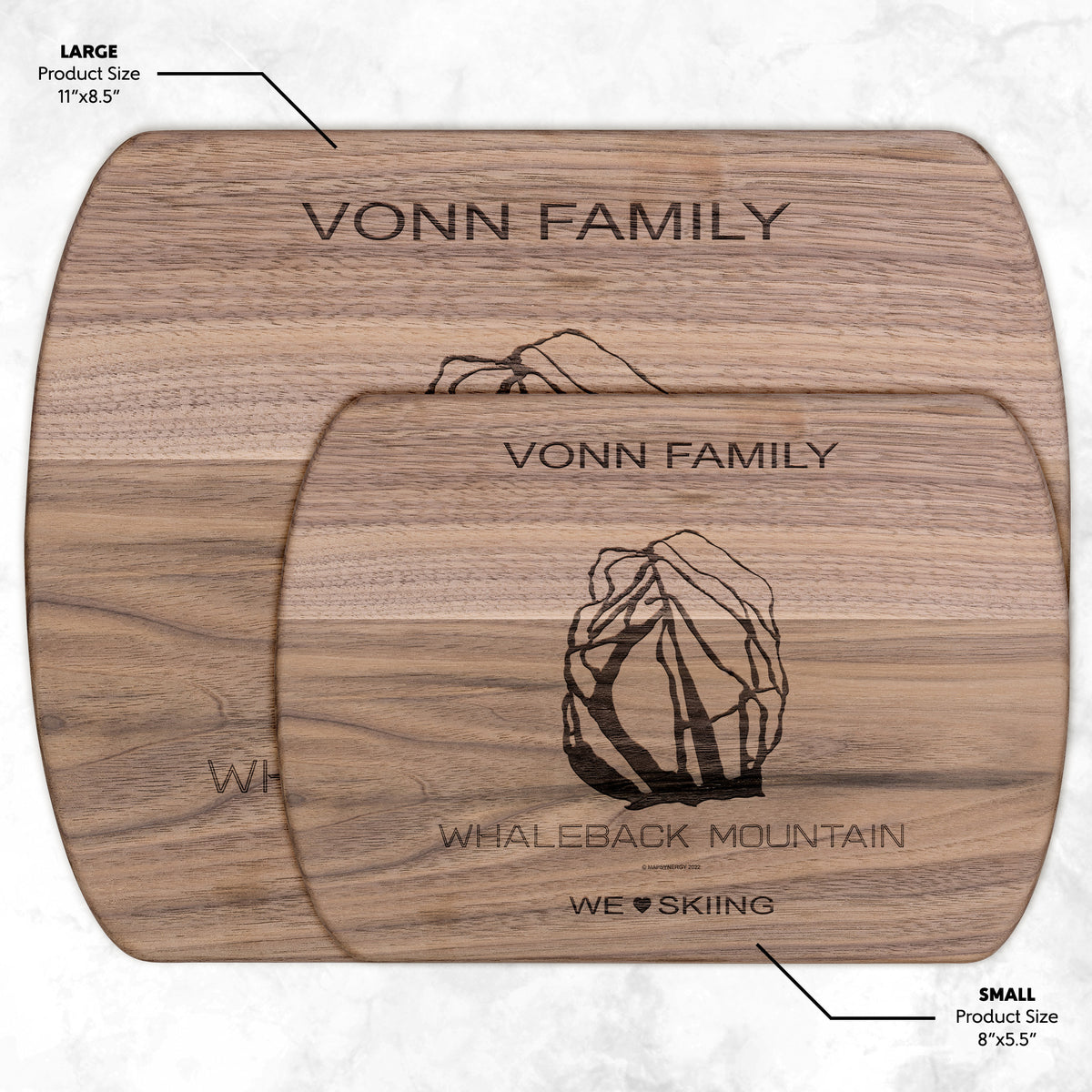 PERSONALIZED  Whaleback Mountain, New Hampshire SKI TRAIL MAP CUTTING BOARD