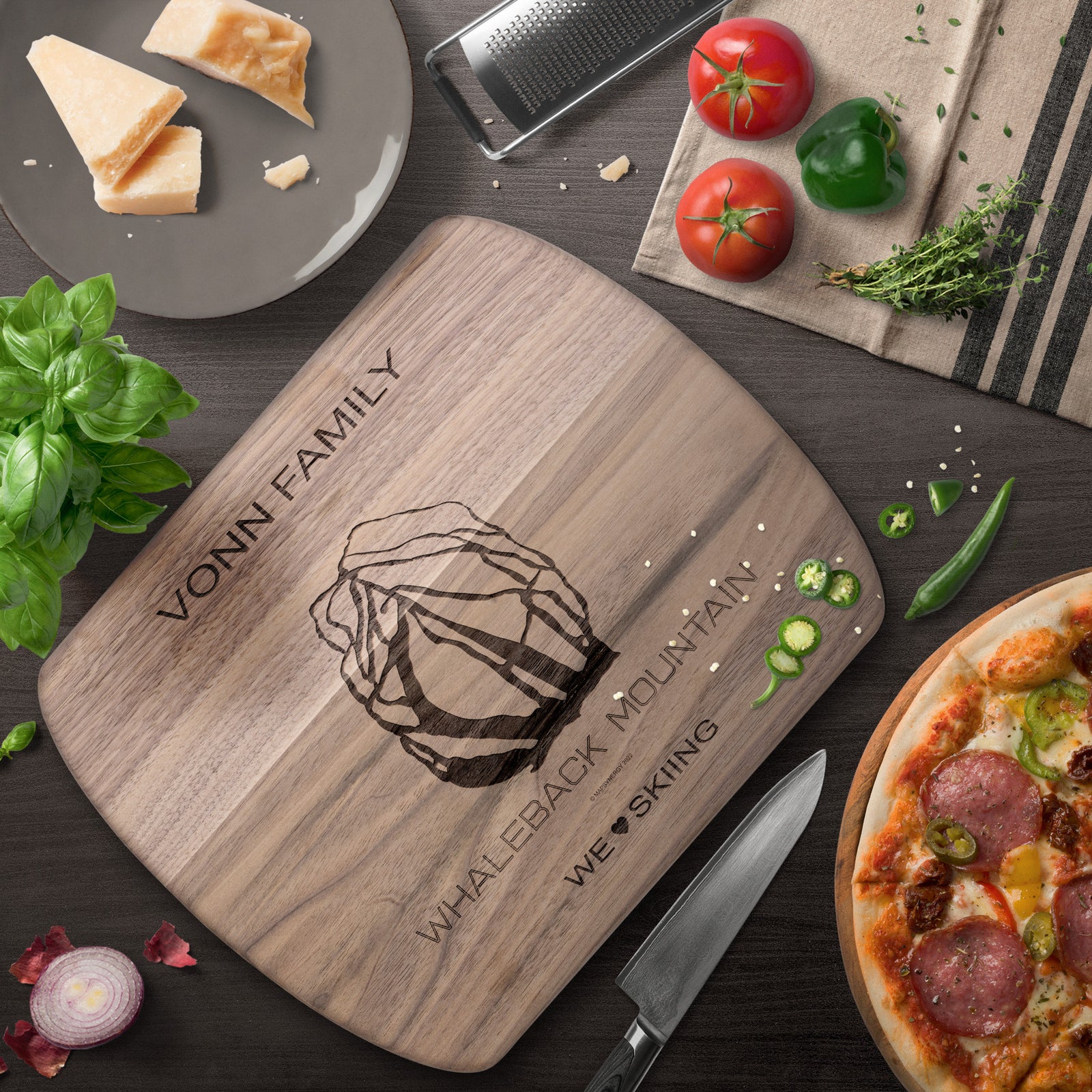 PERSONALIZED  Whaleback Mountain, New Hampshire SKI TRAIL MAP CUTTING BOARD