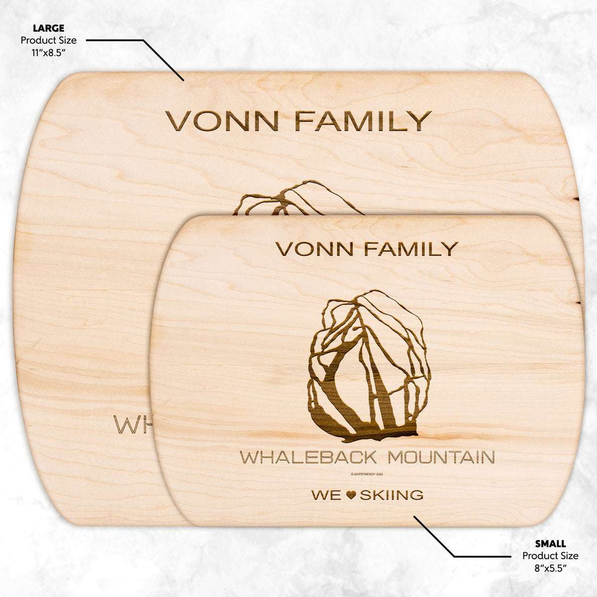 PERSONALIZED  Whaleback Mountain, New Hampshire SKI TRAIL MAP CUTTING BOARD