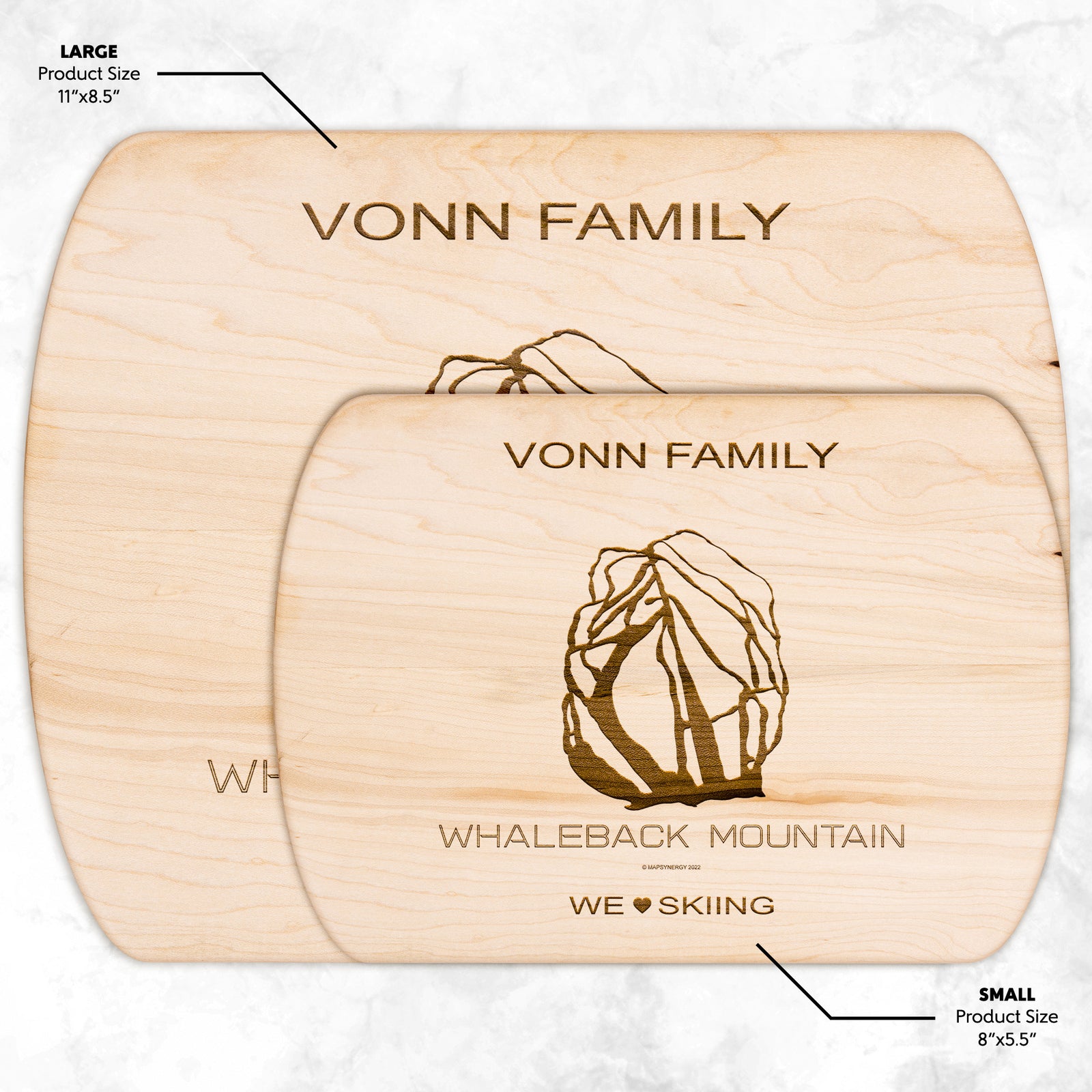 PERSONALIZED  Whaleback Mountain, New Hampshire SKI TRAIL MAP CUTTING BOARD