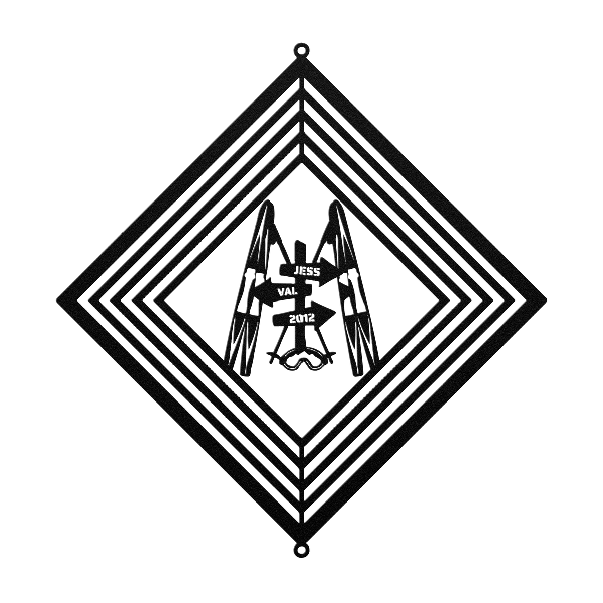 POWDER ADDICTS PERSONALIZED SKI COUPLE WIND SPINNER