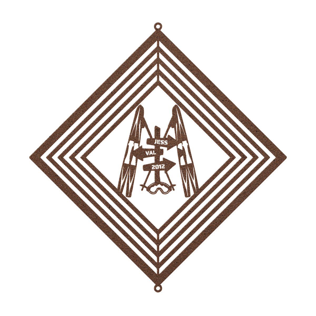 POWDER ADDICTS PERSONALIZED SKI COUPLE WIND SPINNER