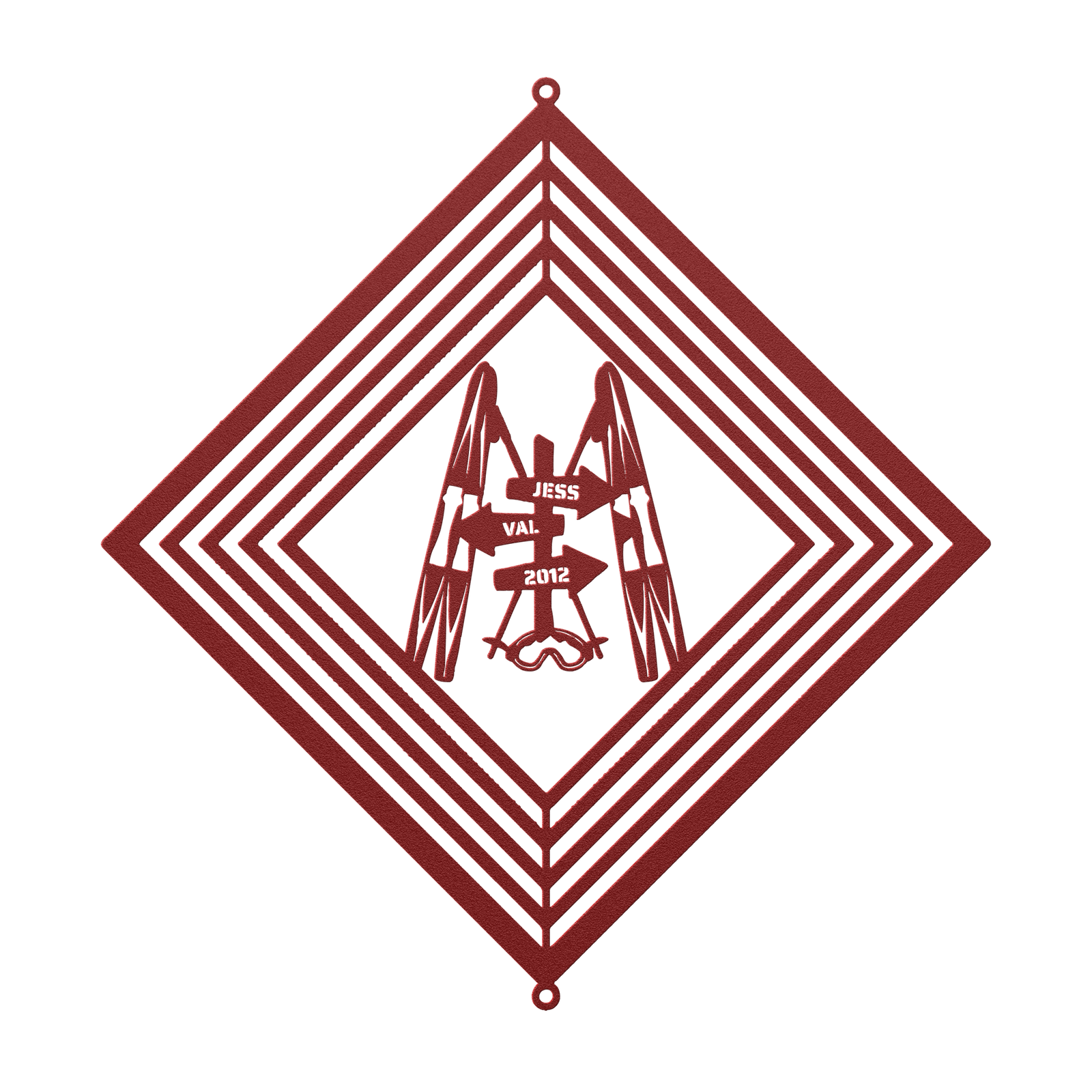 POWDER ADDICTS PERSONALIZED SKI COUPLE WIND SPINNER