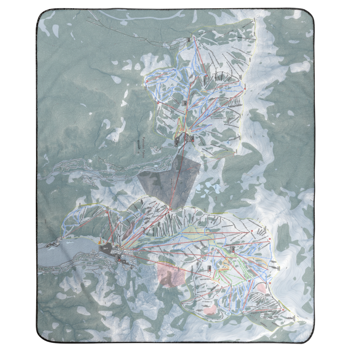 Palisades Tahoe, California Ski Resort Map Concert Blanket