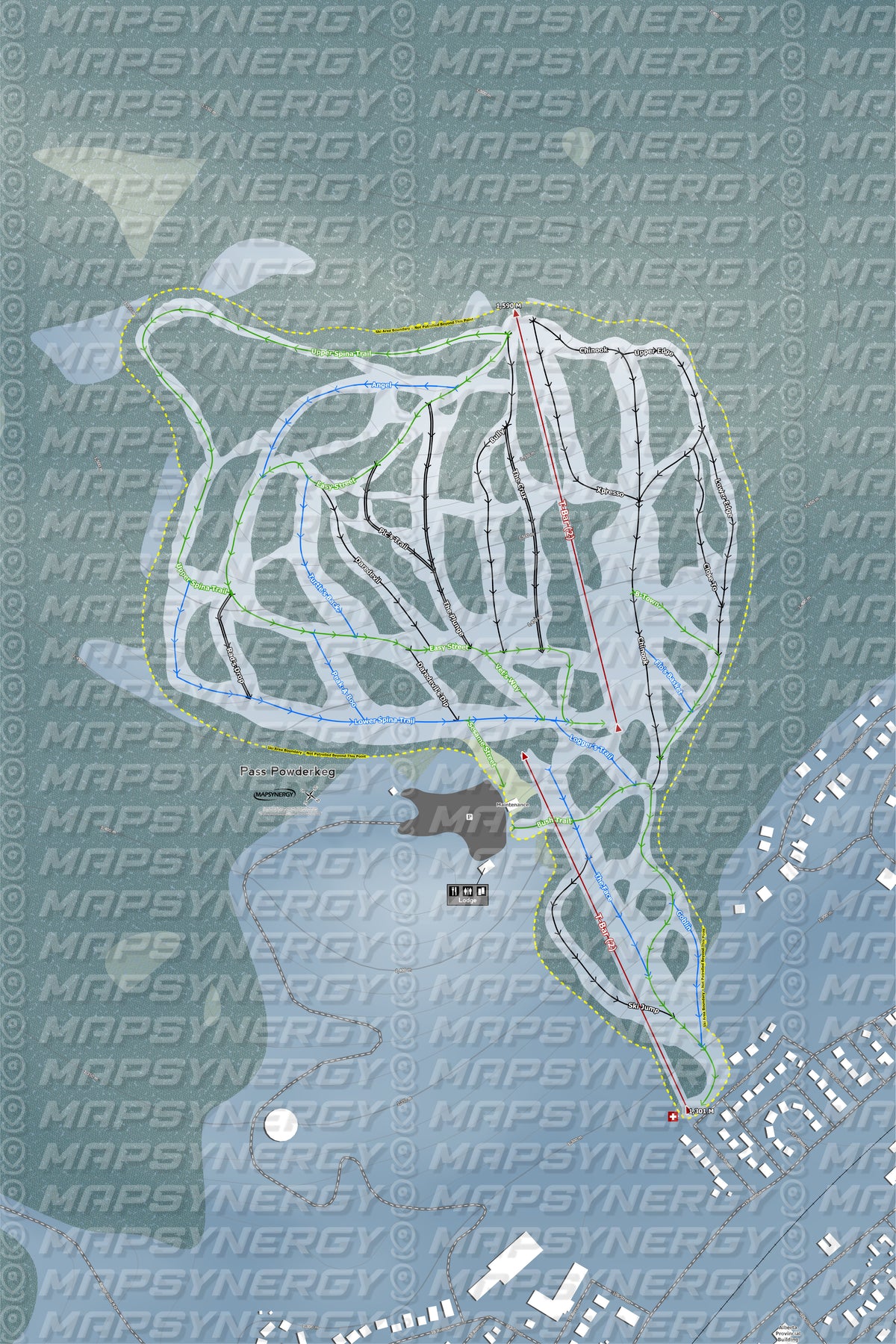 Pass Powderkeg trail map