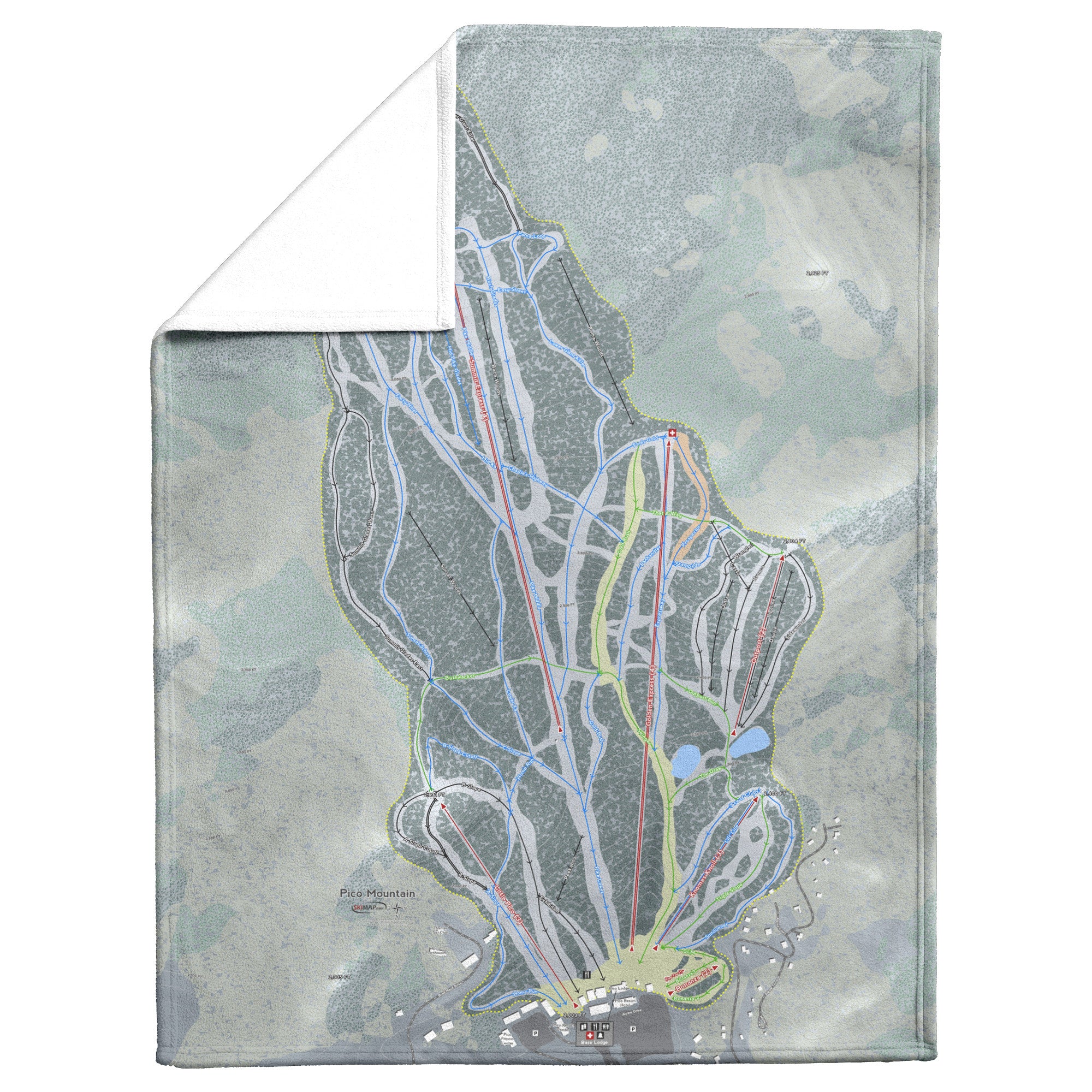 Pico Mountain, Vermont Ski resort Map Blanket