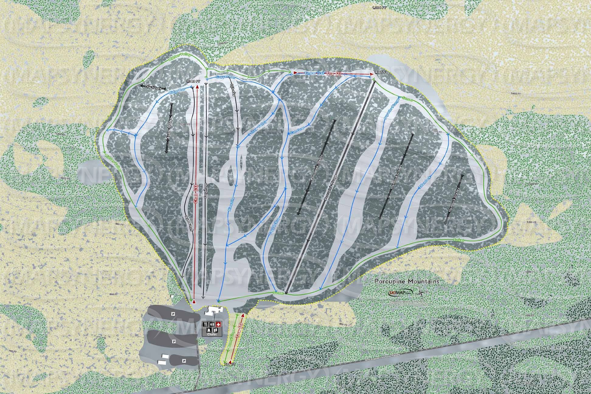 Porcupine Mountains trail map