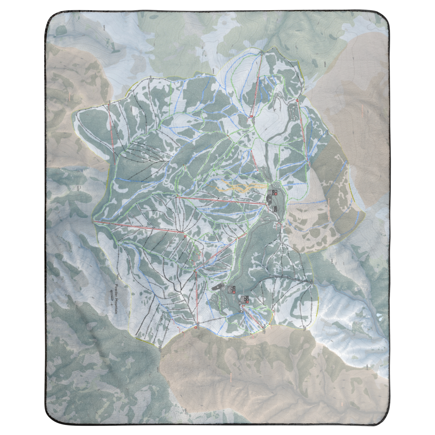 Powder Mountain, Utah Ski Resort Map Concert Blanket