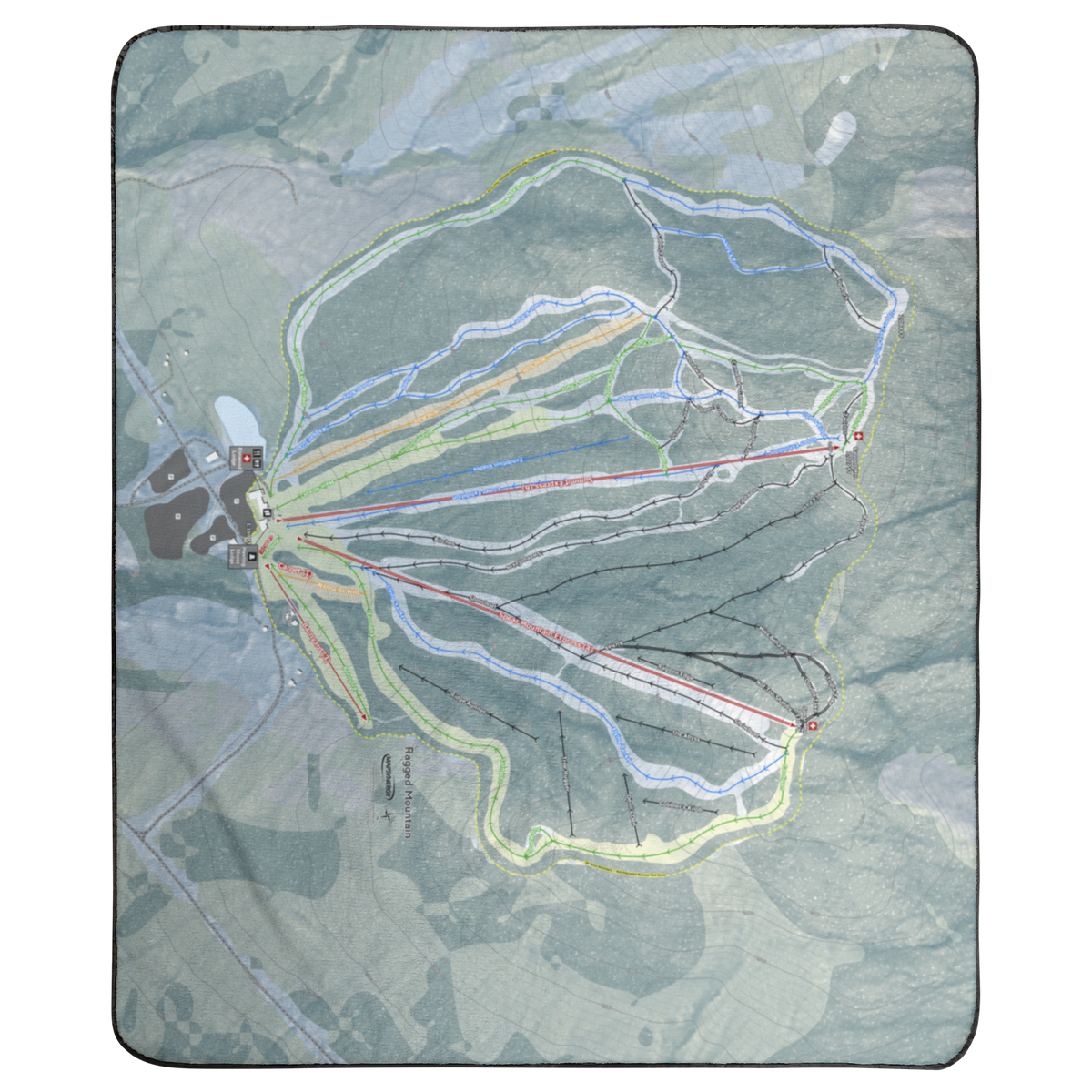 Ragged Mountain, New Hampshire Ski Resort Map Concert Blanket