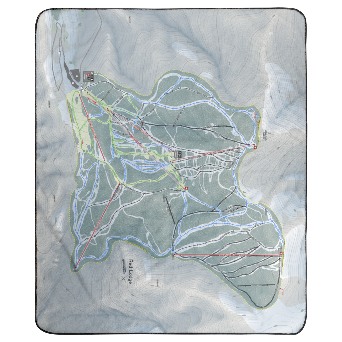 Red Lodge, Montana Ski Resort Map Concert Blanket