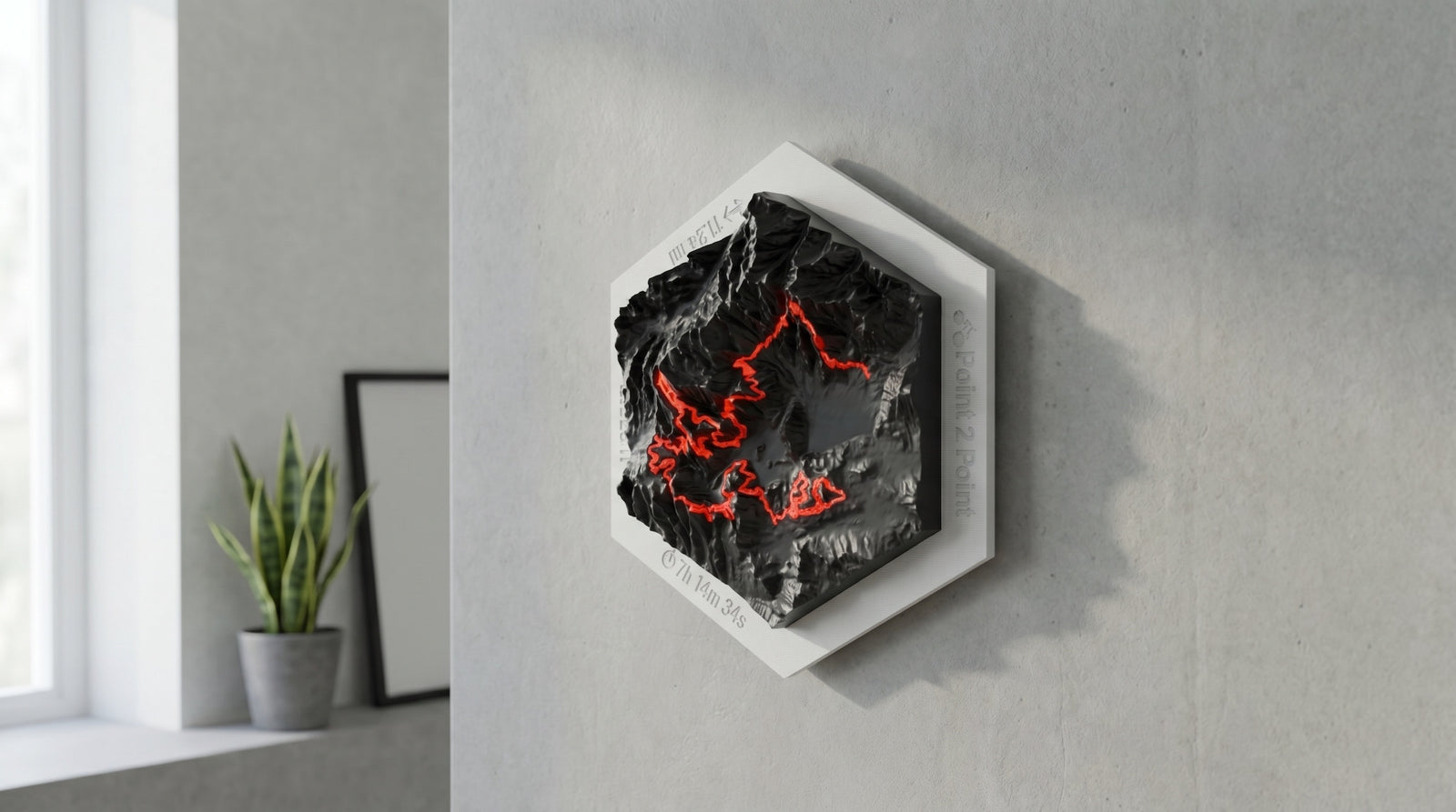 Custom 3D Printed Hiking Map Wallart from Your GPX Route