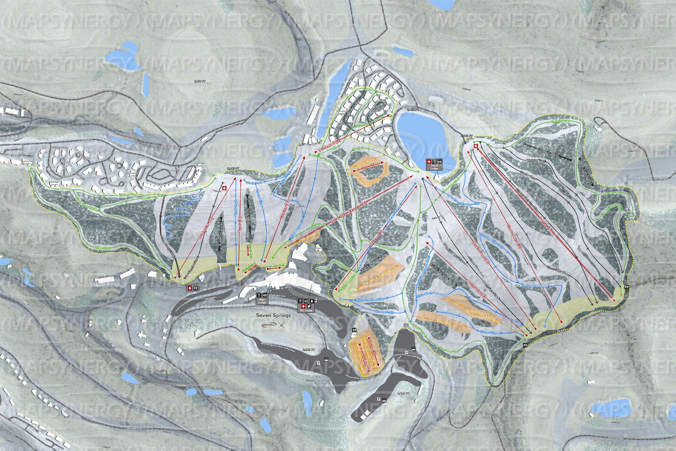 Seven Springs trail map