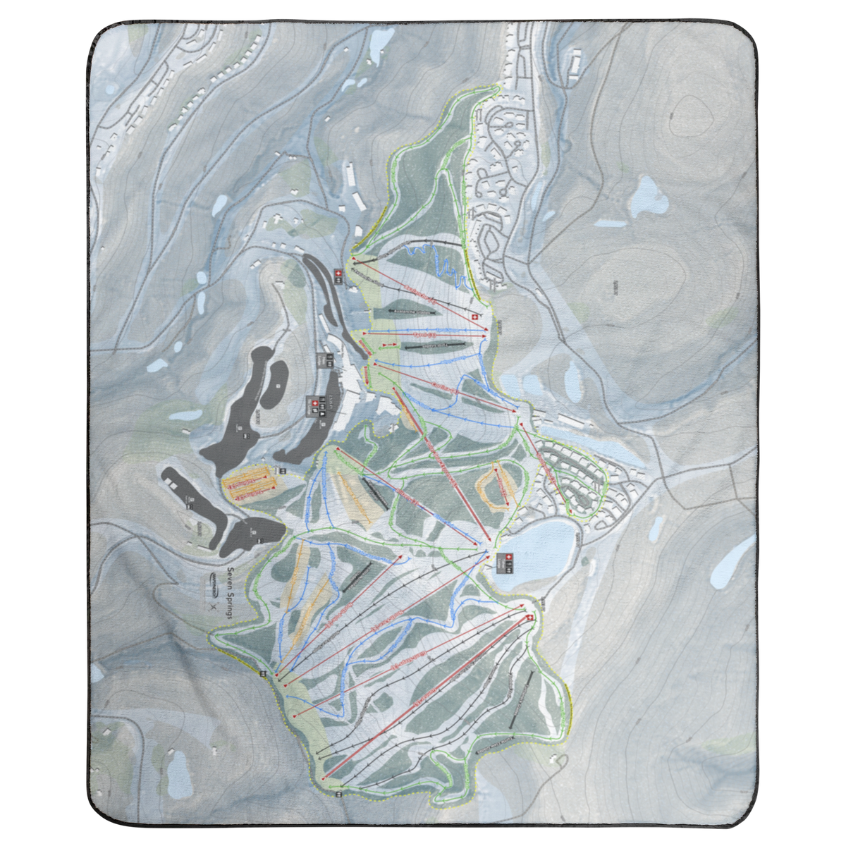 Seven Springs, Pennsylvania Ski Resort Map Concert Blanket