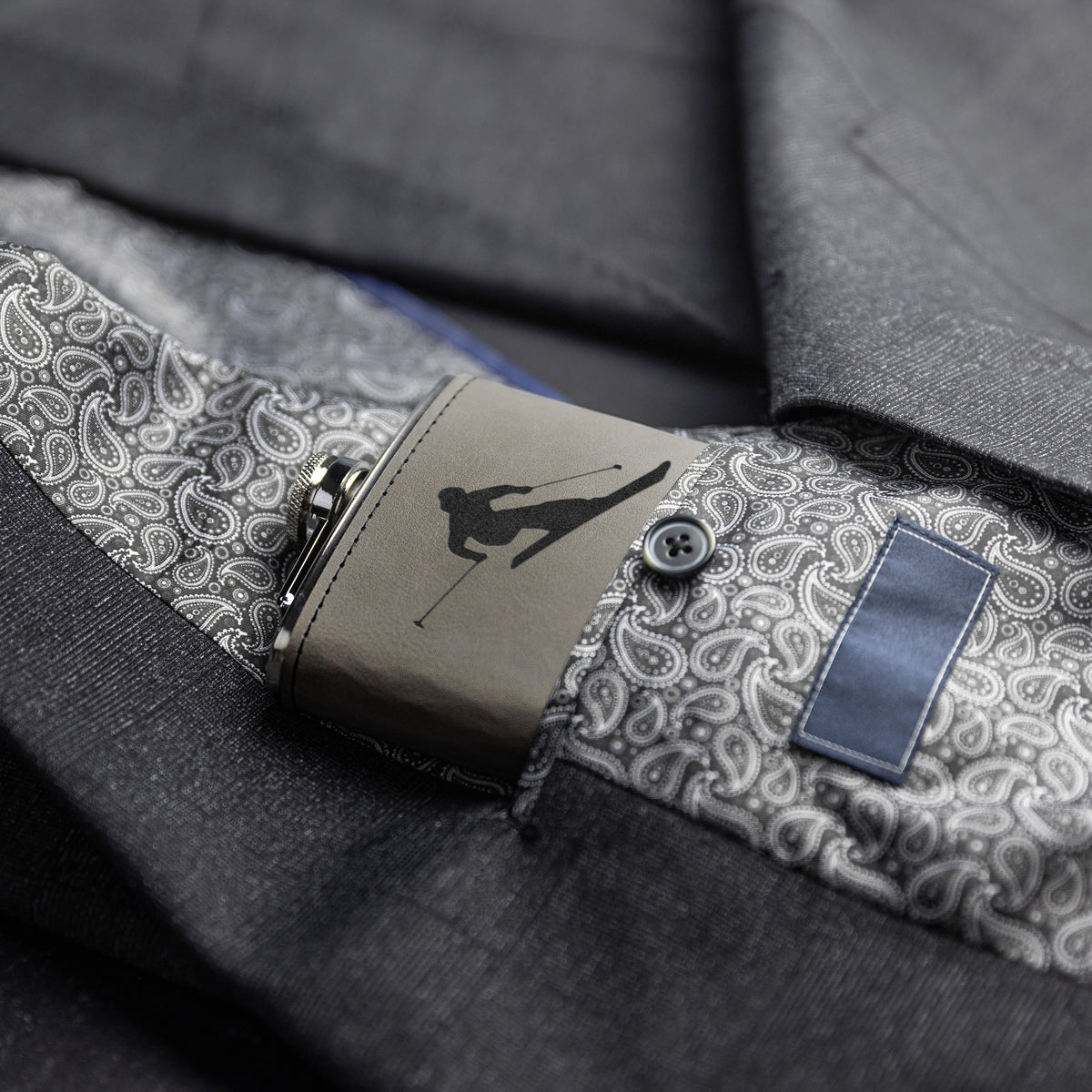 Snowboard Flasks with Hand Dyed Engraved Leather Wrap - Stainless Steel Flask - FREE Monogramming