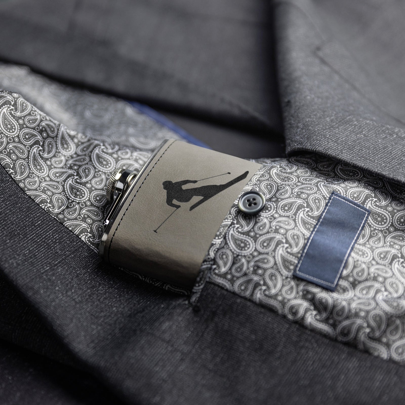 Snowboard Flasks with Hand Dyed Engraved Leather Wrap - Stainless Steel Flask - FREE Monogramming