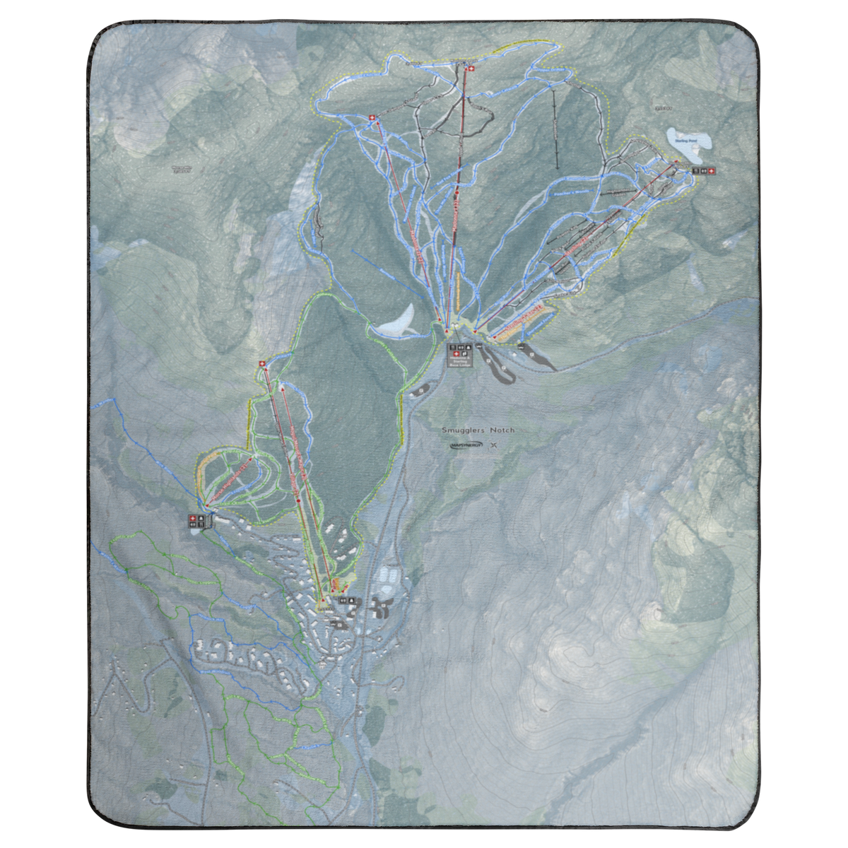 Smugglers Notch, Vermont Ski Resort Map Concert Blanket