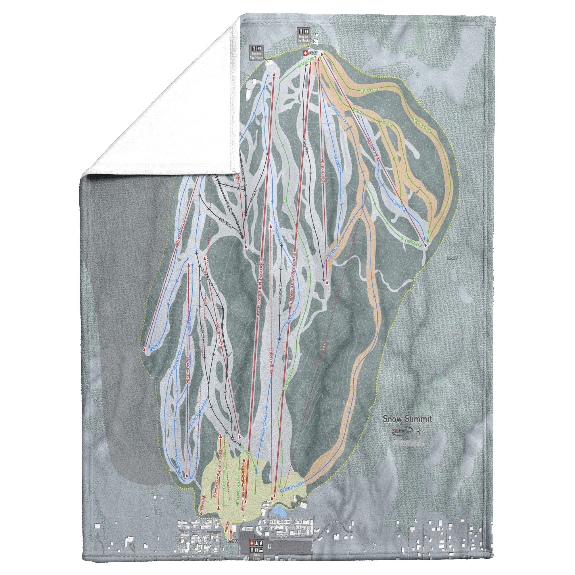 Snow Summit , California Ski Resort Map Blanket