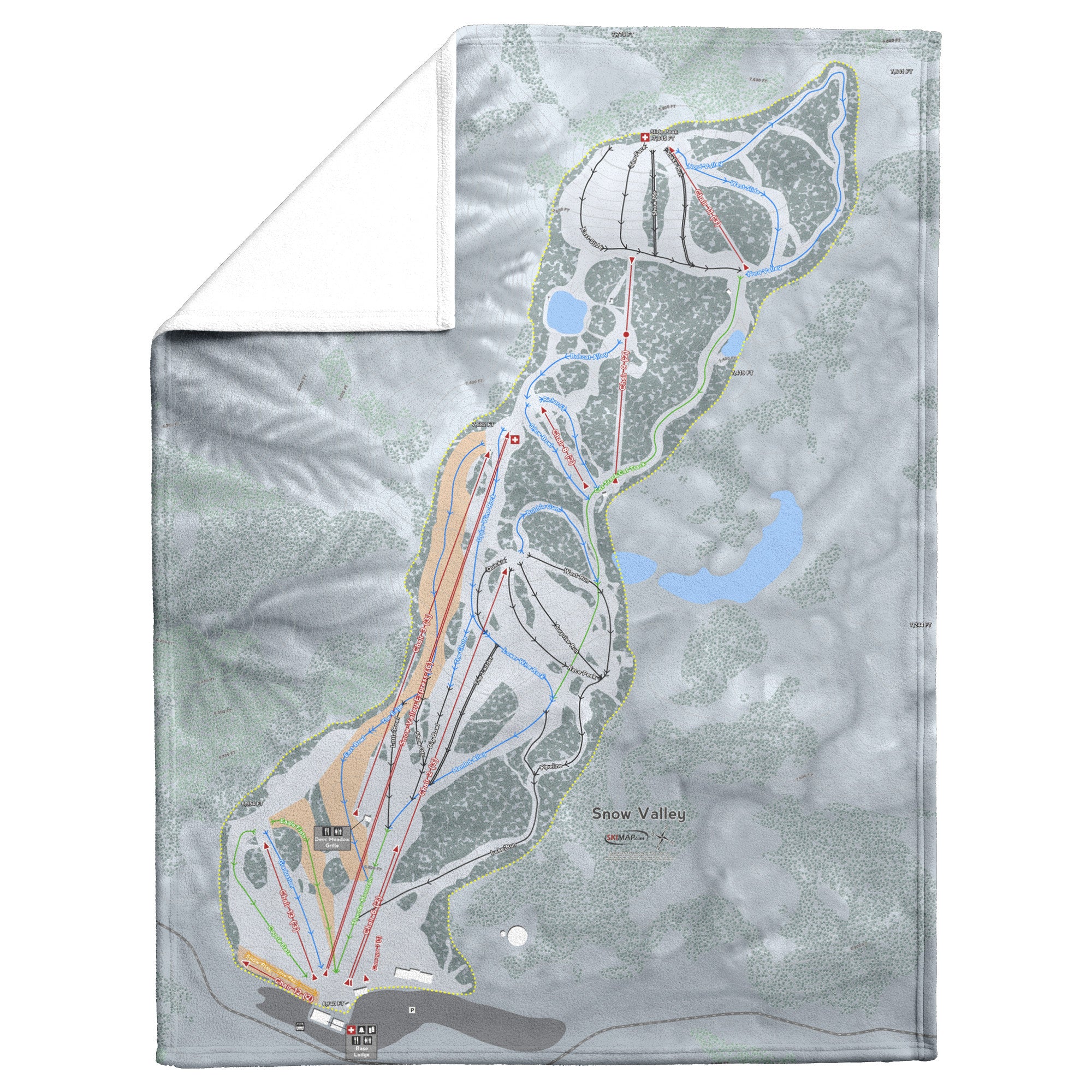 Snow Valley, California Ski Resort  Map Blanket