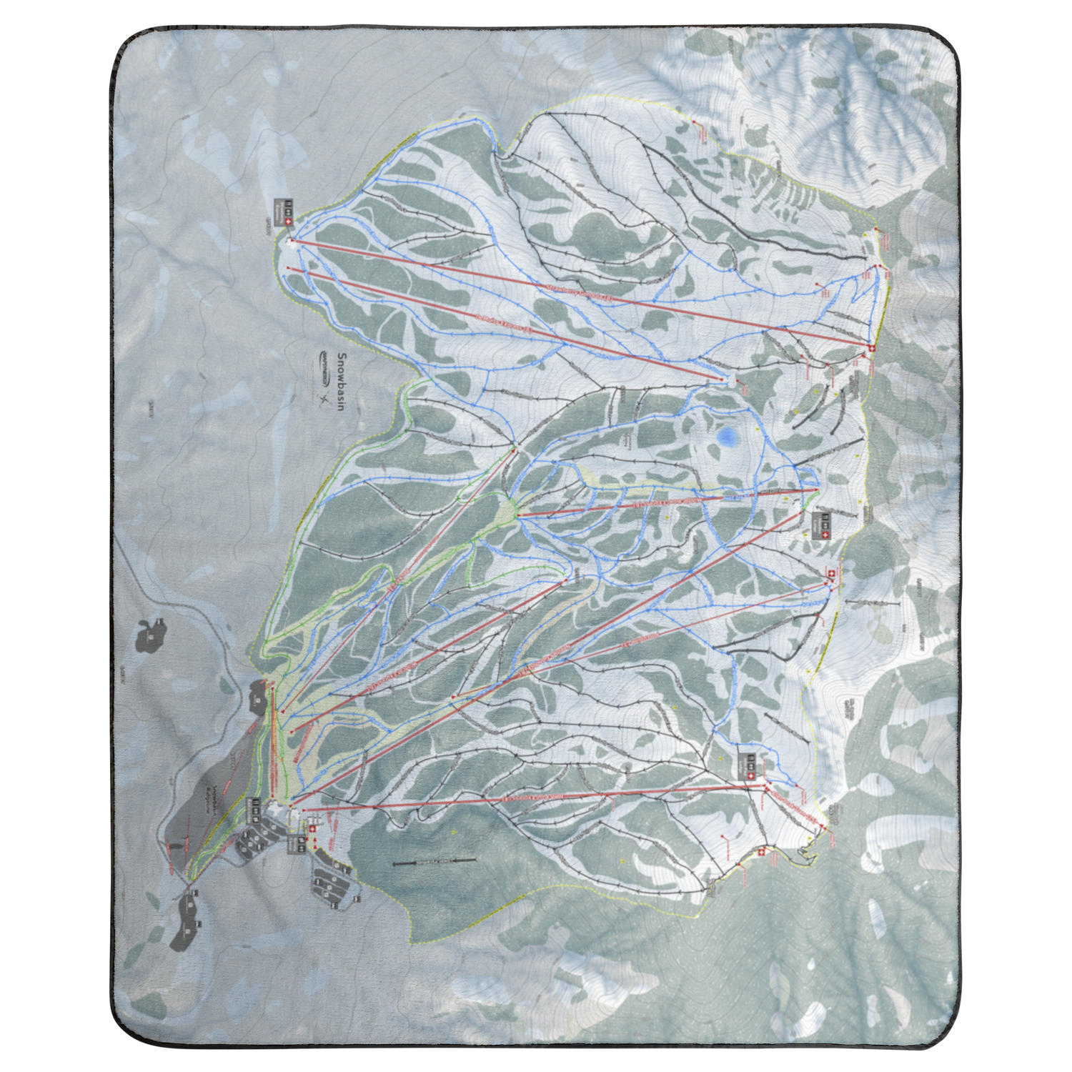 Snowbasin, Utah Ski Resort Map Concert Blanket