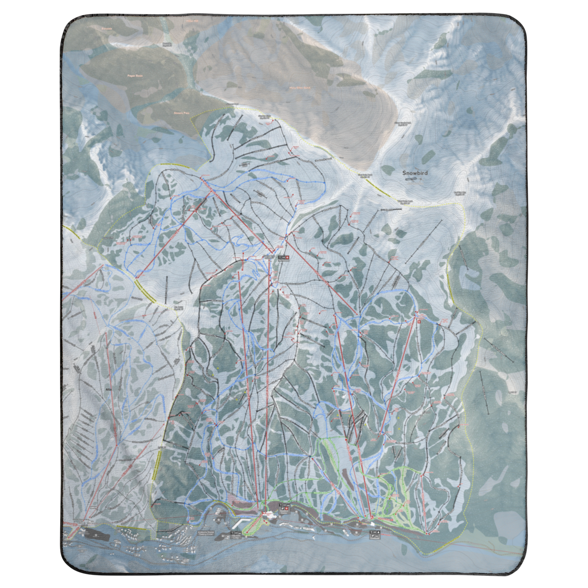 Snowbird, Utah Ski Resort Map Concert Blanket
