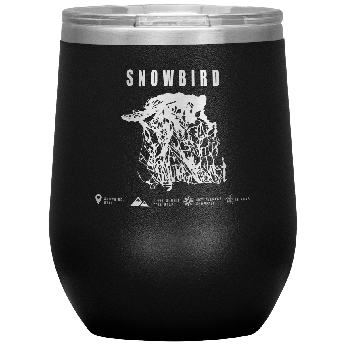 Snowbird, Utah Ski Trail Map Wine 12oz Tumbler