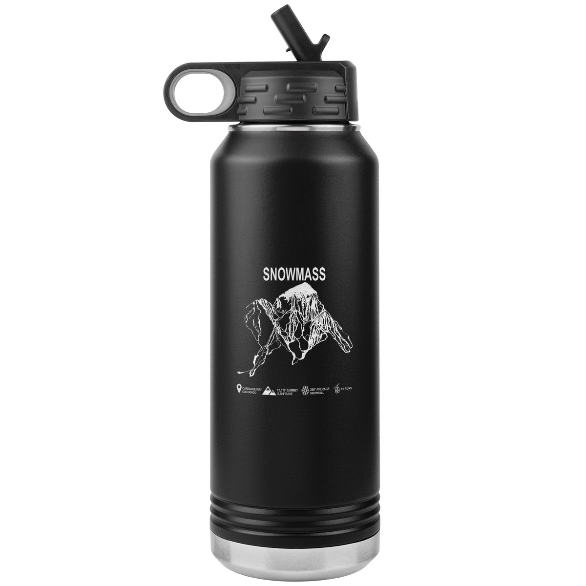 Snowmass Colorado Ski Trail Map 32oz Water Bottle Tumbler