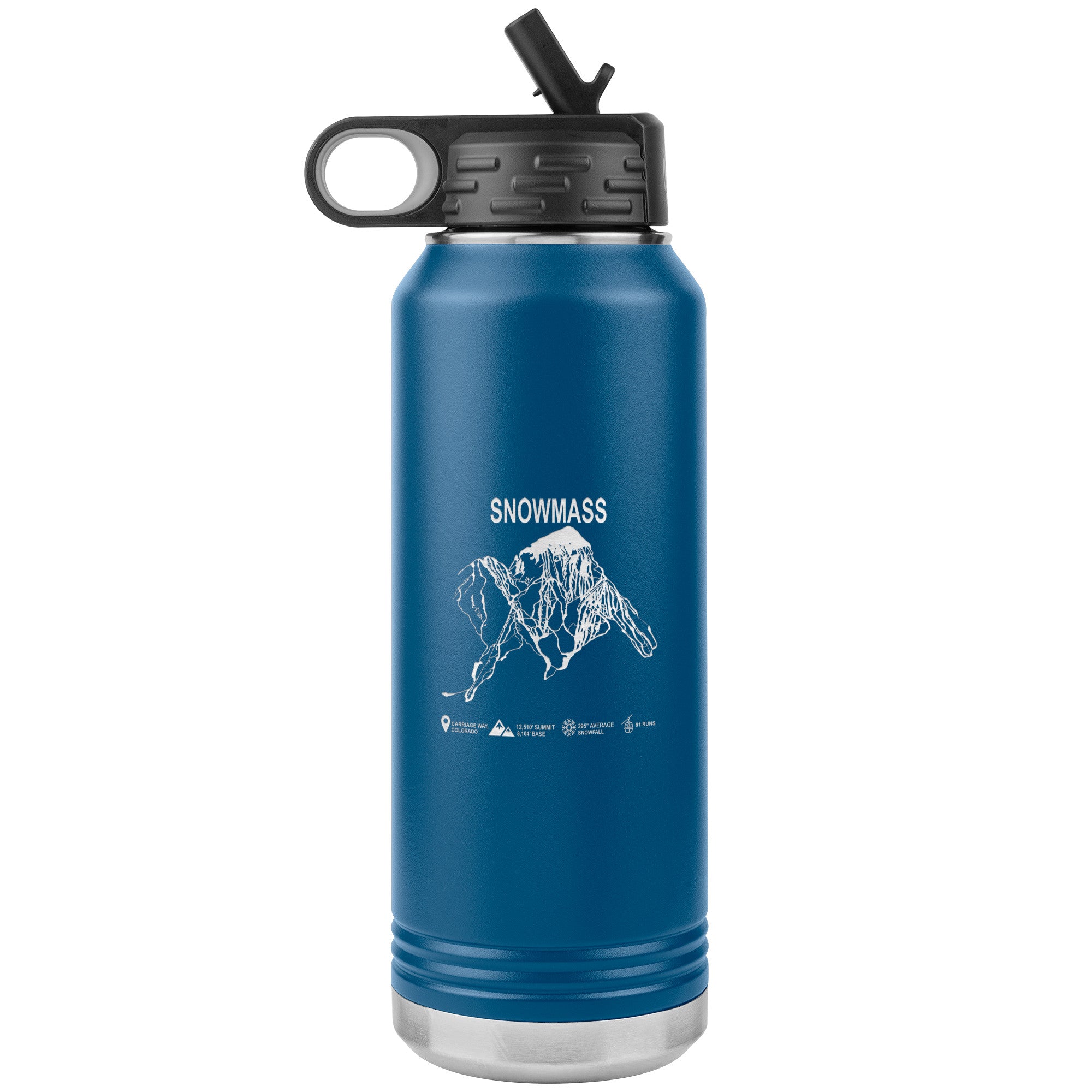 Snowmass Colorado Ski Trail Map 32oz Water Bottle Tumbler