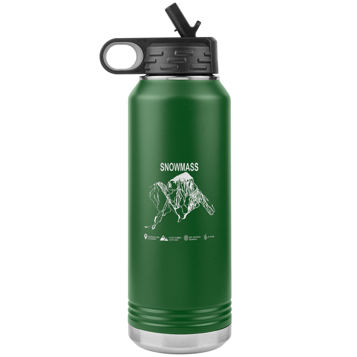 Snowmass Colorado Ski Trail Map 32oz Water Bottle Tumbler