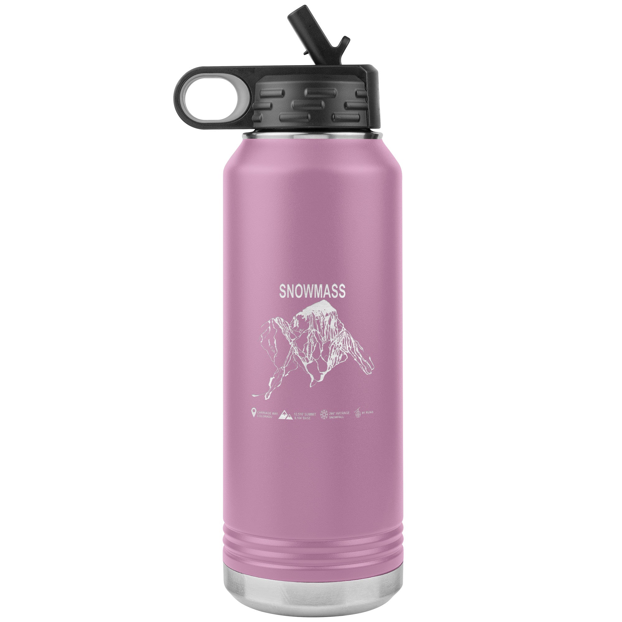 Snowmass Colorado Ski Trail Map 32oz Water Bottle Tumbler