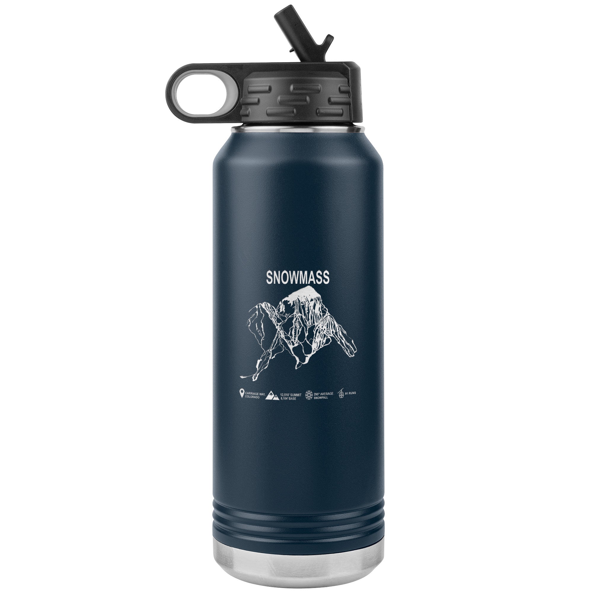 Snowmass Colorado Ski Trail Map 32oz Water Bottle Tumbler
