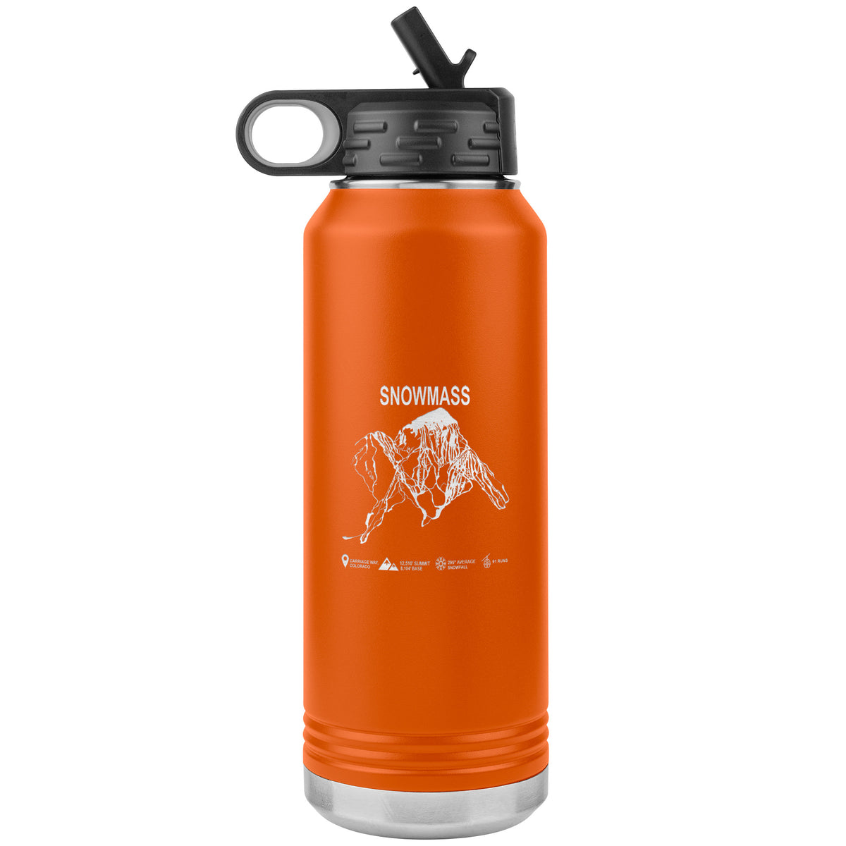 Snowmass Colorado Ski Trail Map 32oz Water Bottle Tumbler