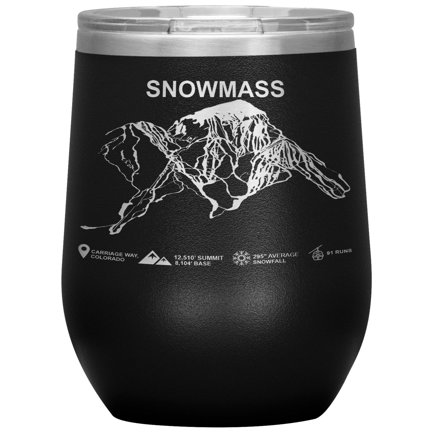 Snowmass Colorado Ski Trail Map Wine 12oz Tumbler
