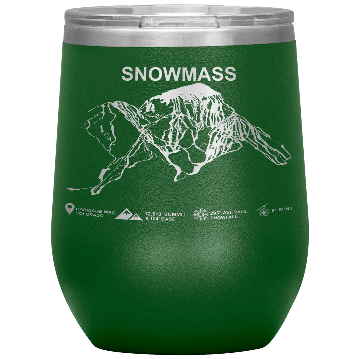 Snowmass Colorado Ski Trail Map Wine 12oz Tumbler