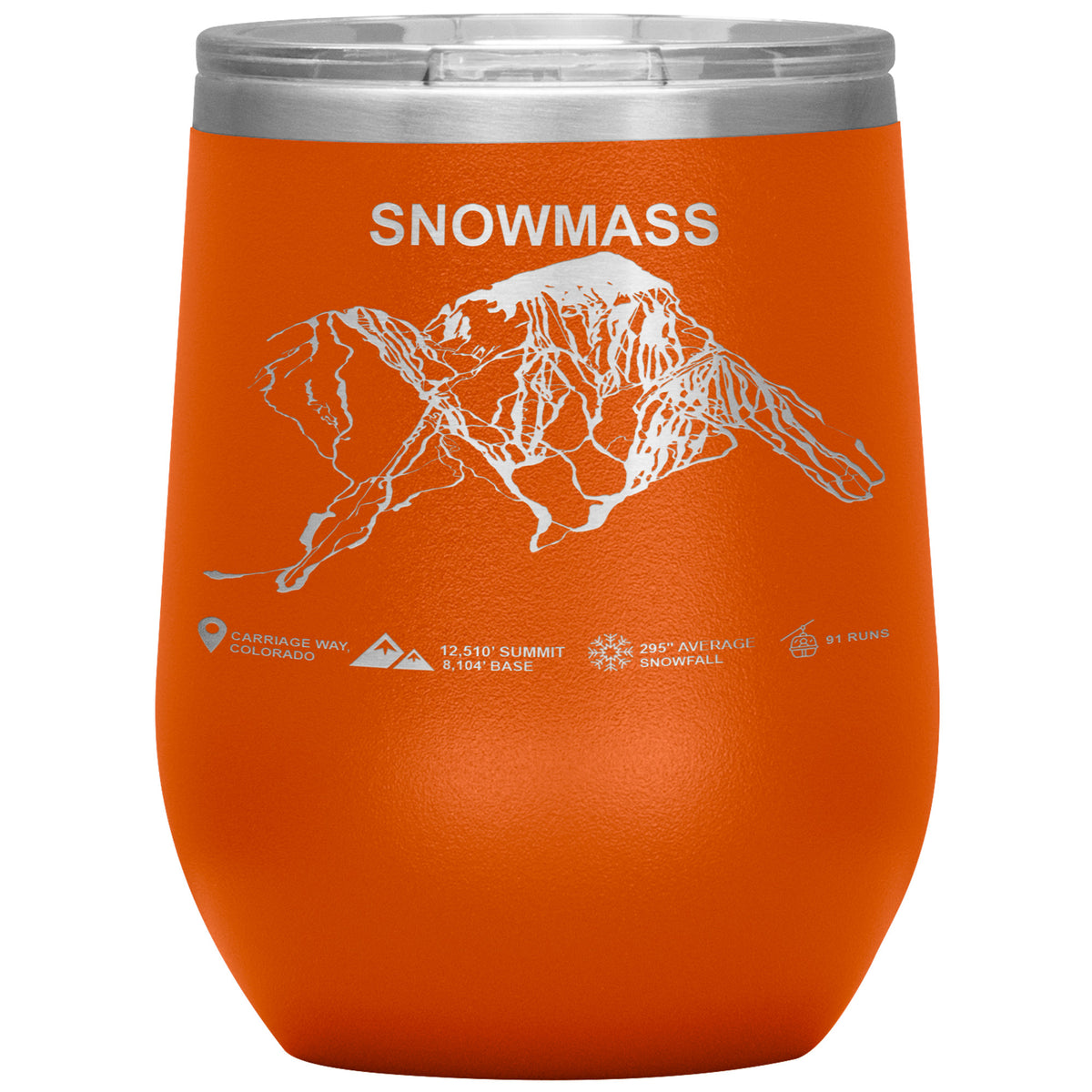 Snowmass Colorado Ski Trail Map Wine 12oz Tumbler