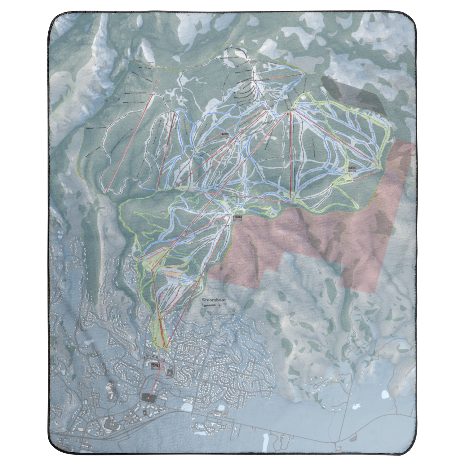 Steamboat, Colorado Ski Resort Map Concert Blanket