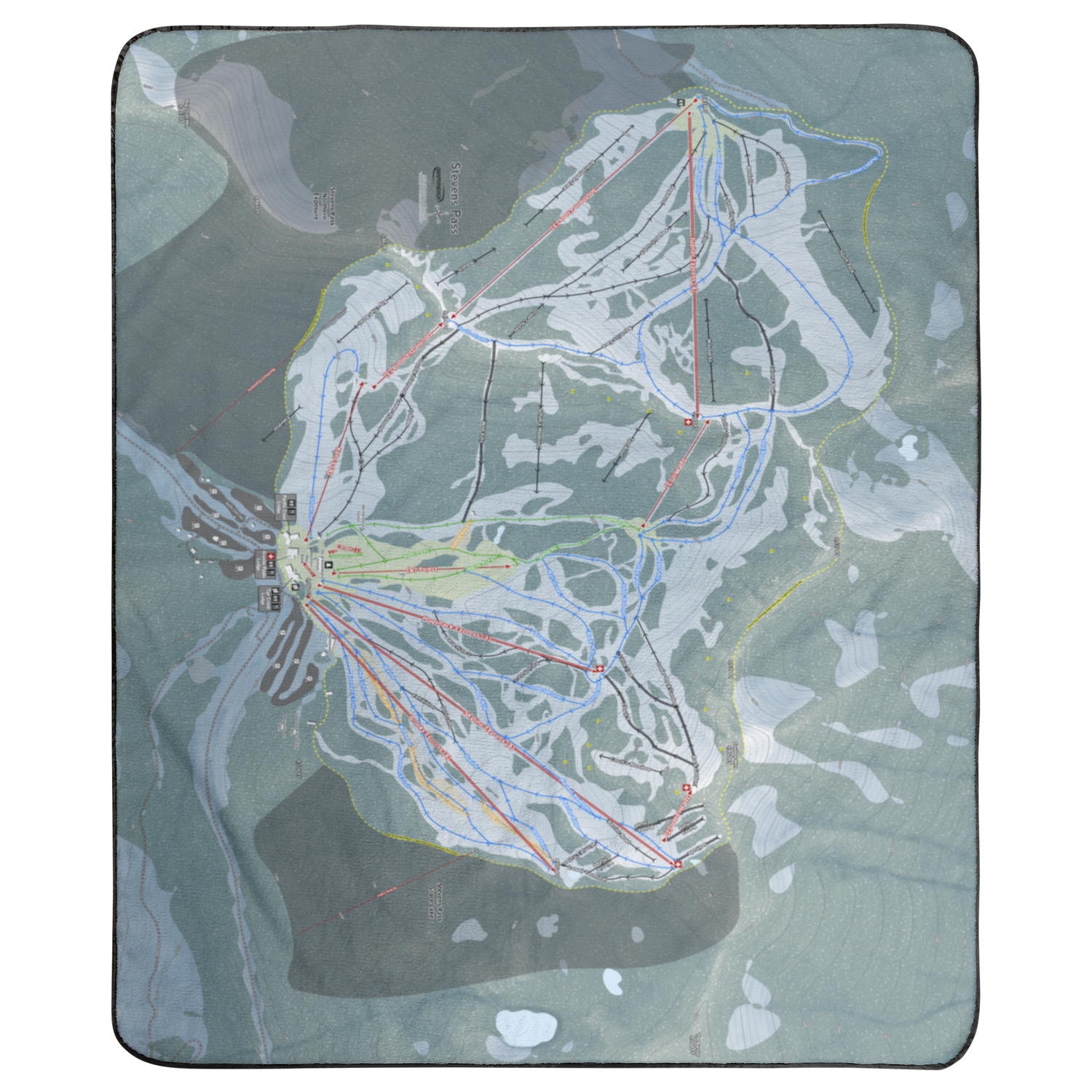 Stevens Pass, Washington Ski Resort Map Concert Blanket