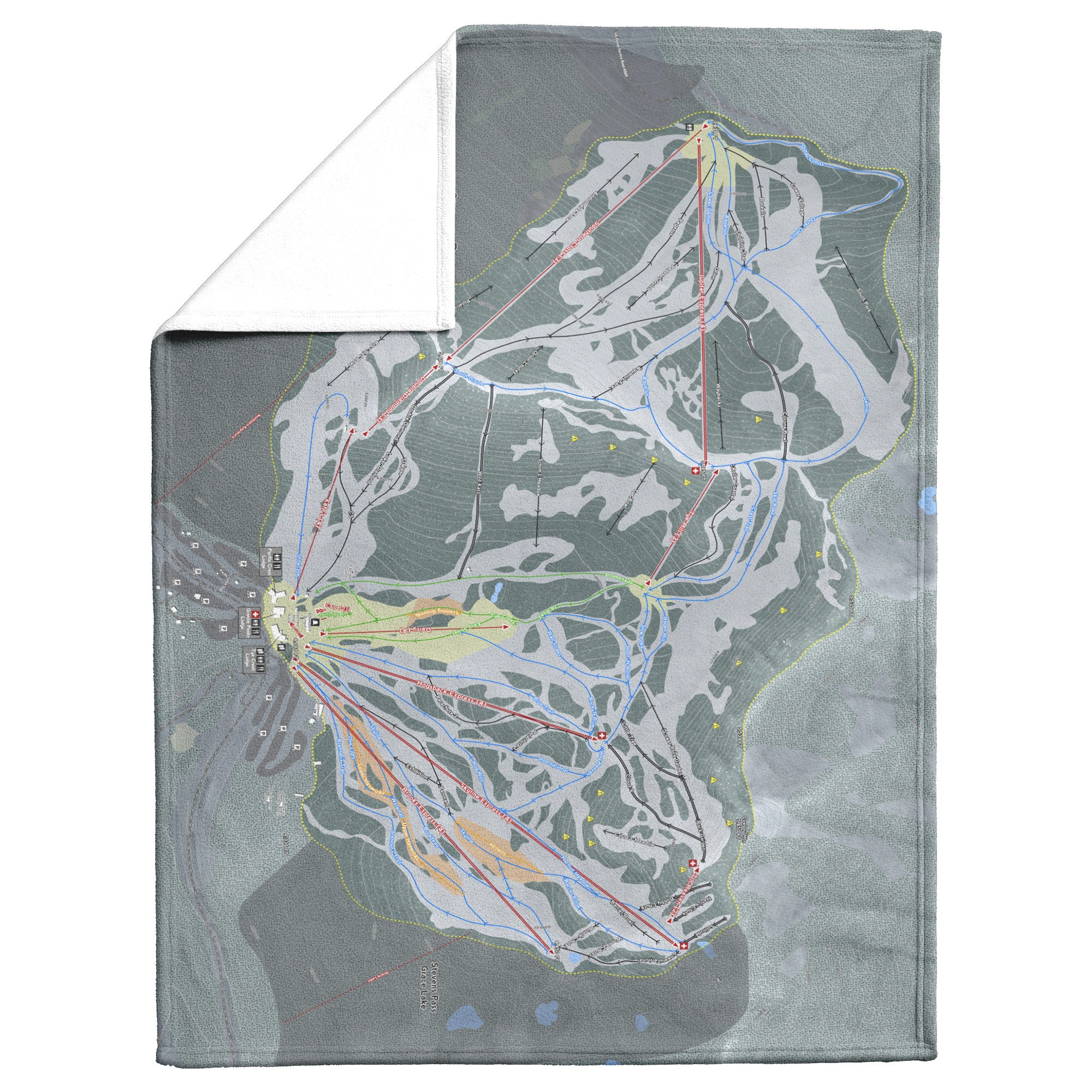 Stevens Pass, Washington Ski Resort Map Blanket