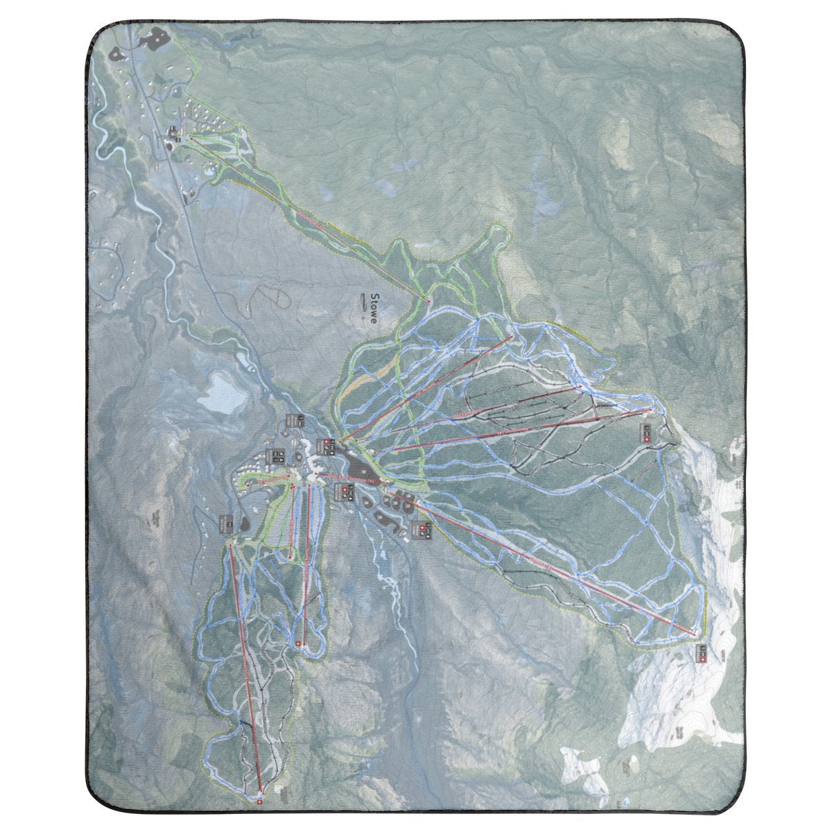 Stowe, Vermont Ski Resort Map Concert Blanket