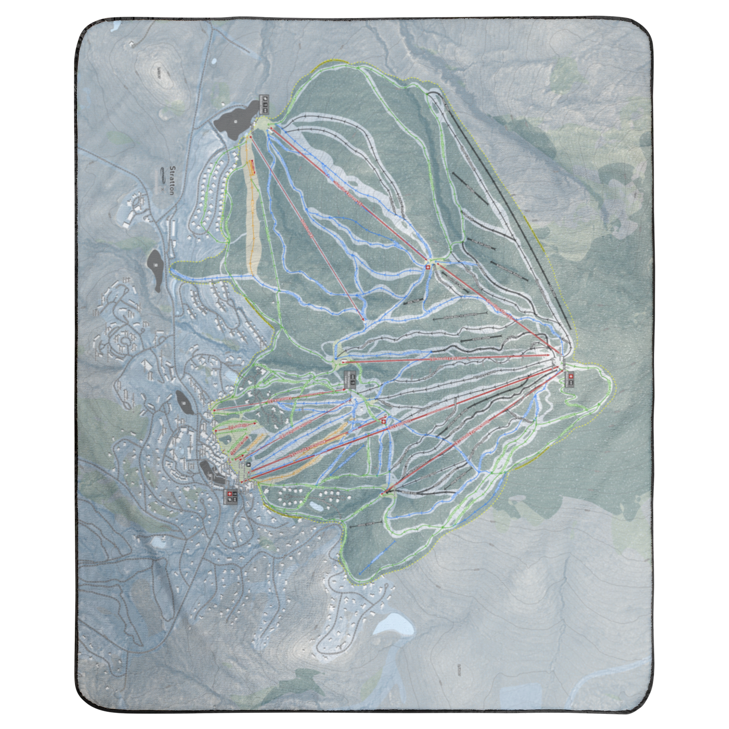 Stratton Mountain, Vermont Ski Resort Map Concert Blanket